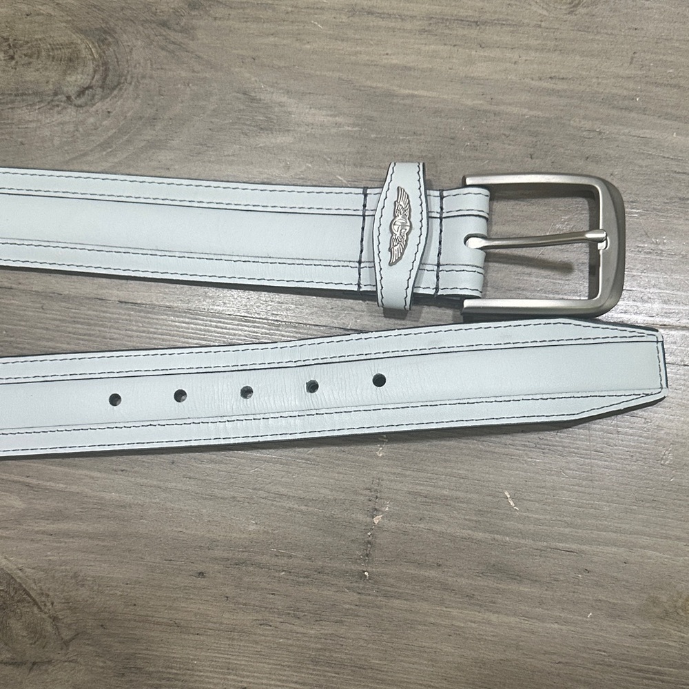 Straight Down Light Grey Leather Belt for Men